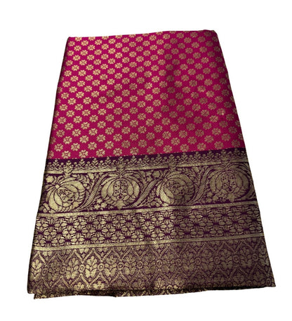 Women's Jacquard Printed Saree With Unstitched Blouse 5.5 Mtr (Pink)