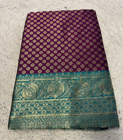 Women's Jacquard Printed Saree With Unstitched Blouse 5.5 Mtr (Purple)