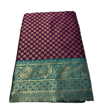 Women's Jacquard Printed Saree With Unstitched Blouse 5.5 Mtr (Purple)