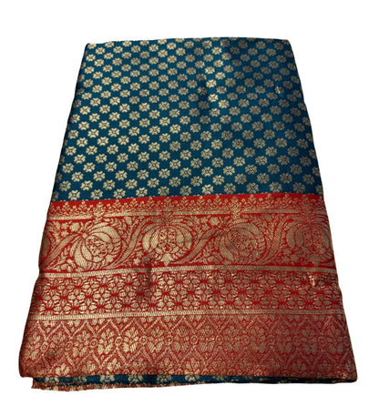 Women's Jacquard Printed Saree With Unstitched Blouse 5.5 Mtr (Teal)