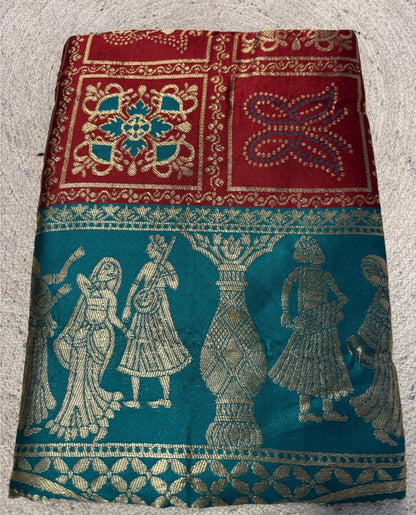 Women's Jacquard Printed Saree With Unstitched Blouse 5.5 Mtr (Maroon)