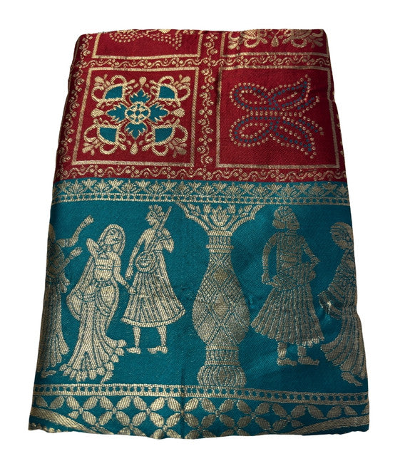 Women's Jacquard Printed Saree With Unstitched Blouse 5.5 Mtr (Maroon)