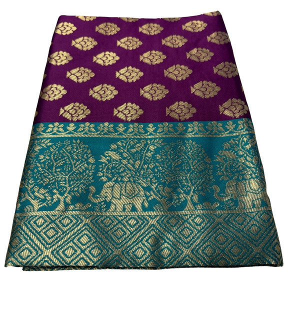 Women's Jacquard Printed Saree With Unstitched Blouse 5.5 Mtr (Purple)