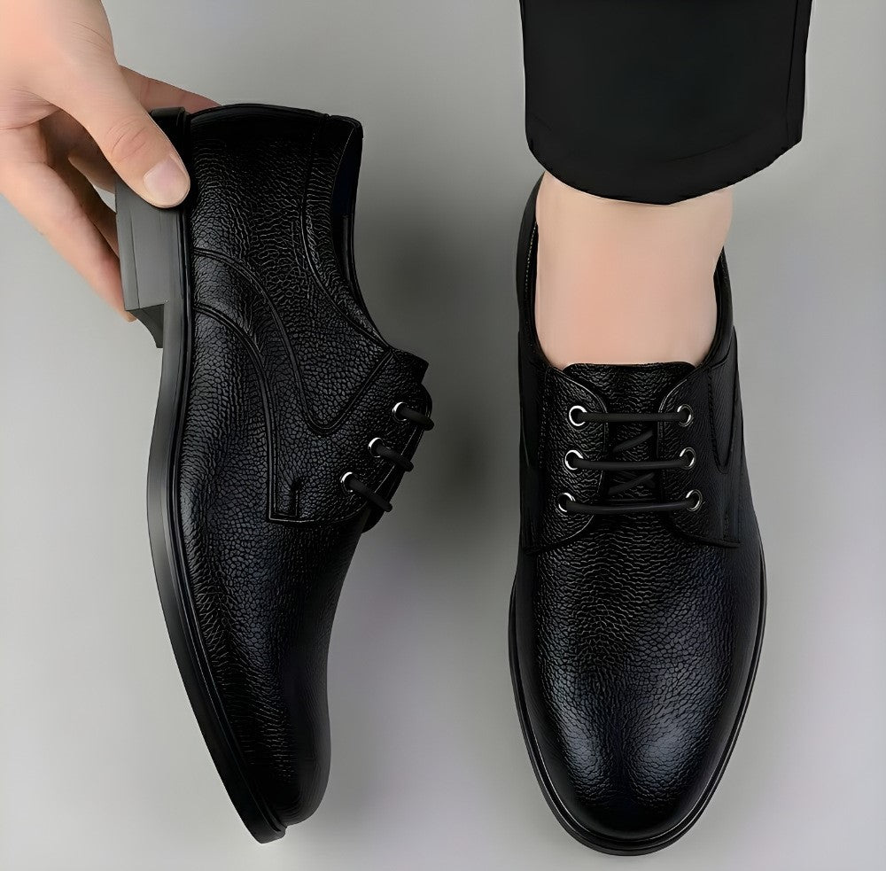 Men's Synthetic Leather Solid Lace-Up Formal Shoes (Black) - men's footwear product image