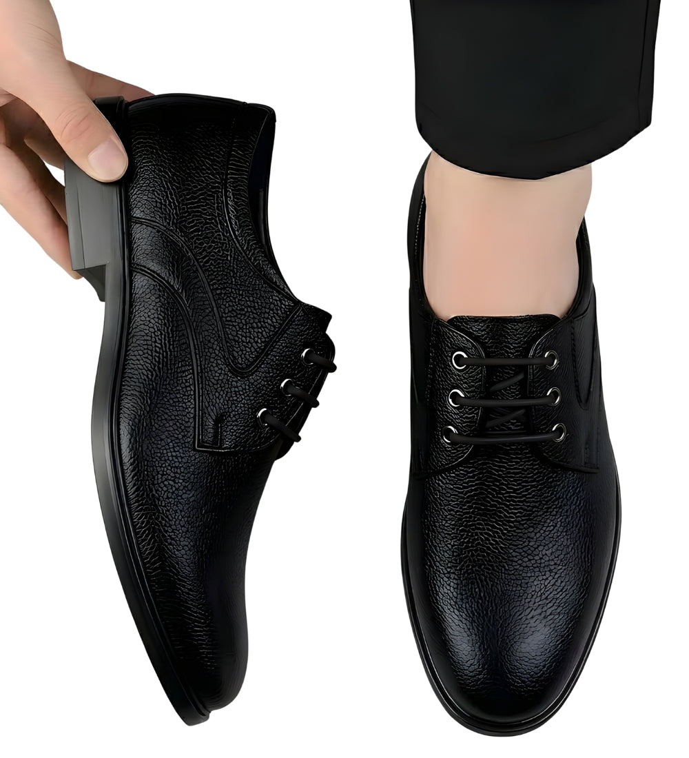 Men's Synthetic Leather Solid Lace - Up Formal Shoes - Black