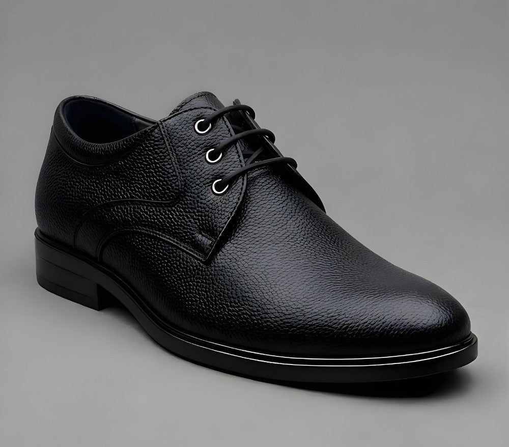 Men's Synthetic Leather Solid Lace-Up Formal Shoes (Black) - men's footwear product image 3