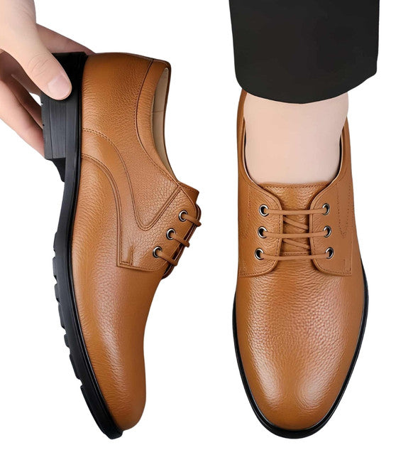 Men's Synthetic Leather Solid Lace - Up Formal Shoes - Tan