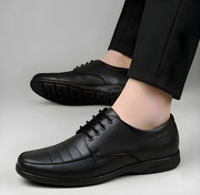 Men's Synthetic Leather Solid Lace - Up Formal Shoes - Black