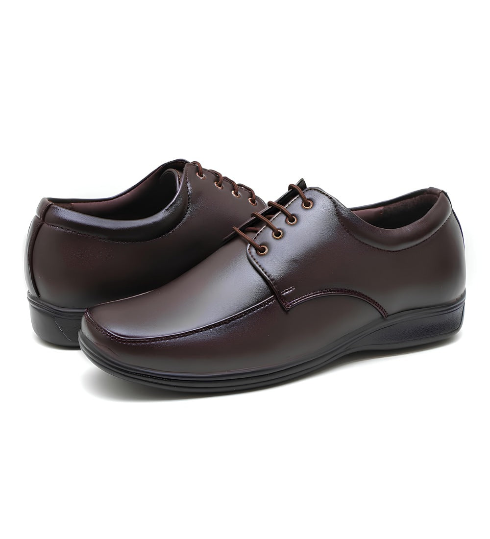 Men's Synthetic Leather Solid Lace-Up Formal Shoes (Brown) - men's footwear product image 2