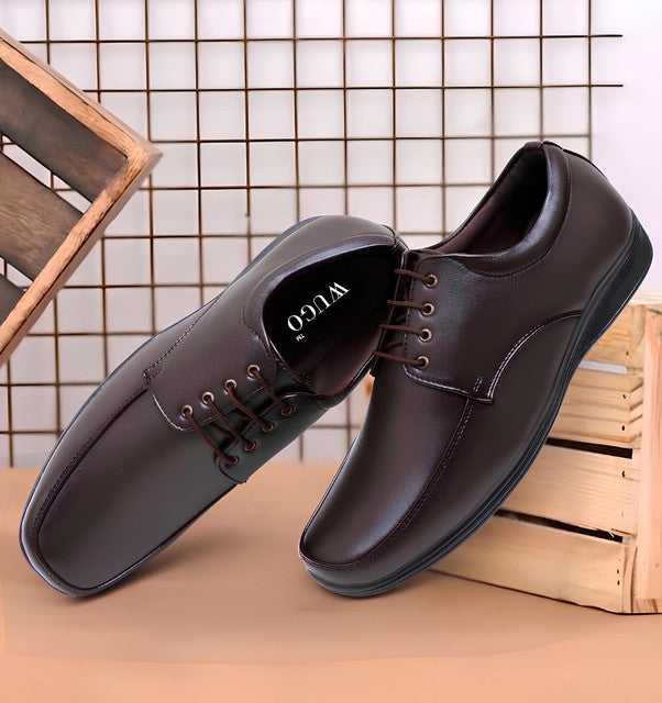 Men's Synthetic Leather Solid Lace - Up Formal Shoes - Brown