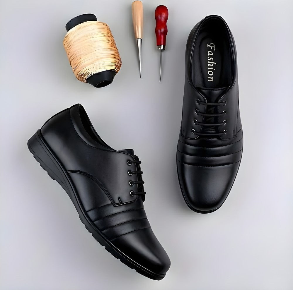 Men's Synthetic Leather Solid Lace - Up Formal Shoes - Black