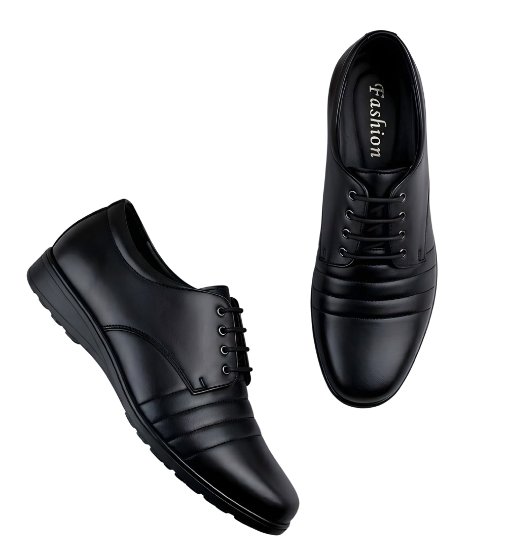 Men's Synthetic Leather Solid Lace-Up Formal Shoes (Black) - men's footwear product image 5