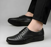 Men's Synthetic Leather Solid Lace-Up Formal Shoes (Black) - men's footwear product image