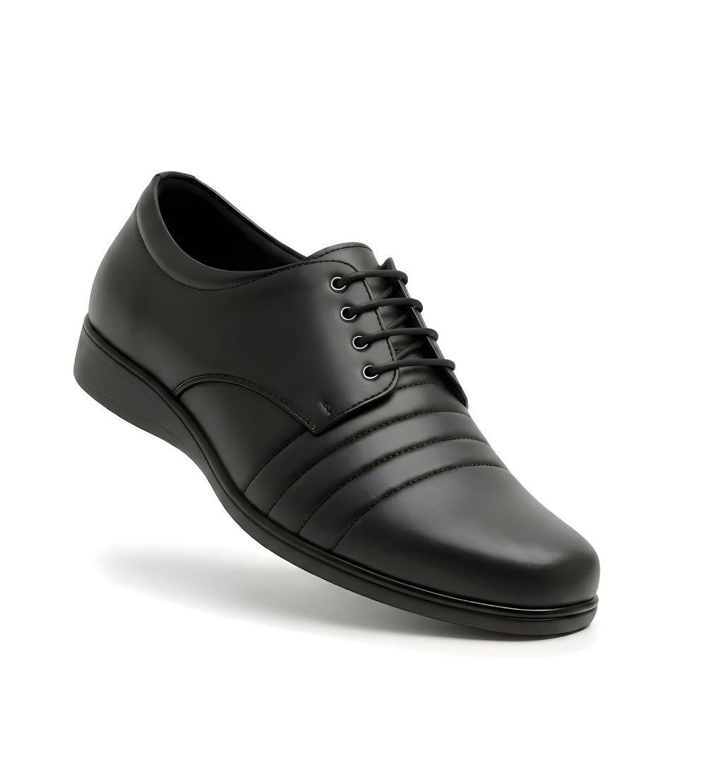 Men's Synthetic Leather Solid Lace - Up Formal Shoes - Black