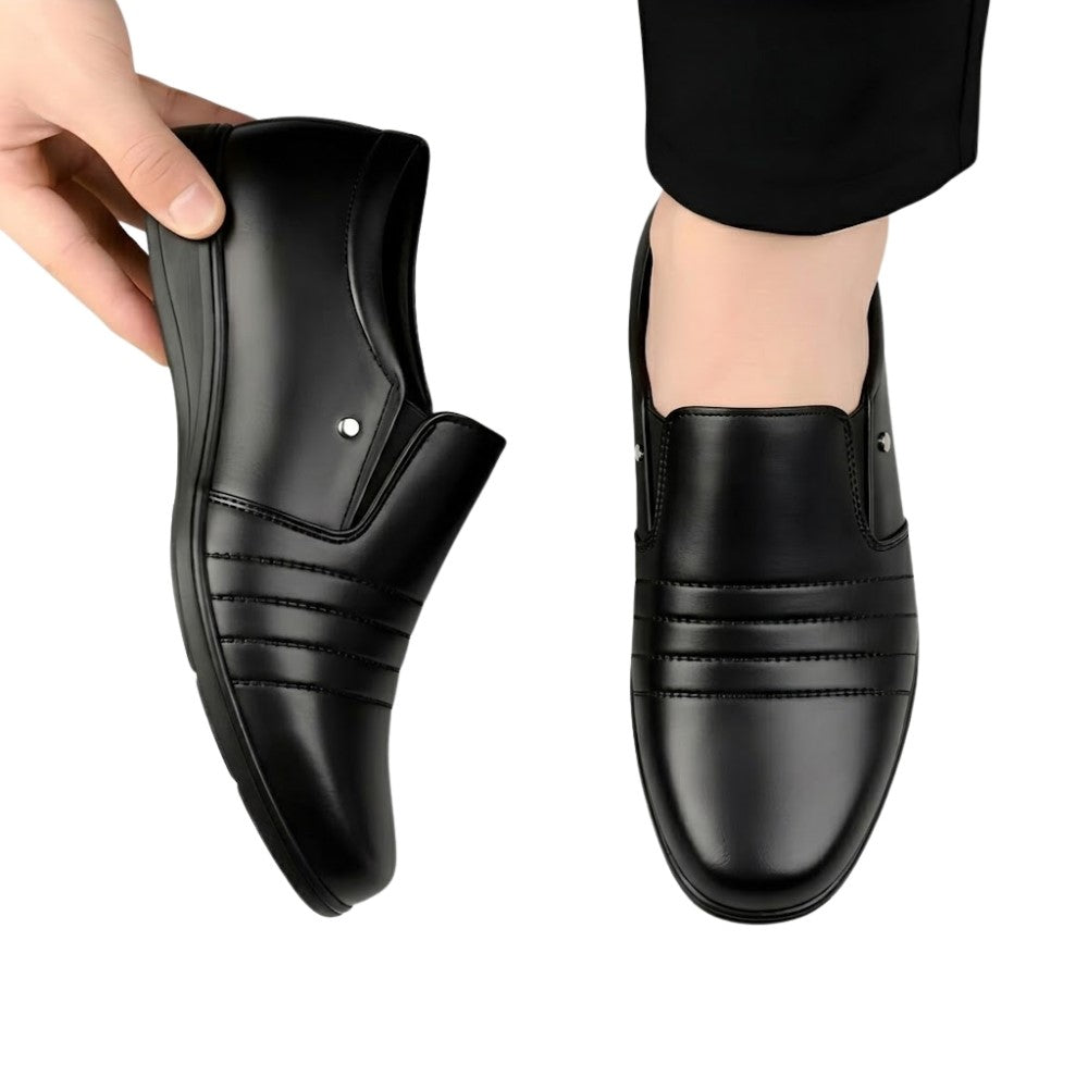 Men's Synthetic Leather Solid Slip - On Formal Shoes - Black