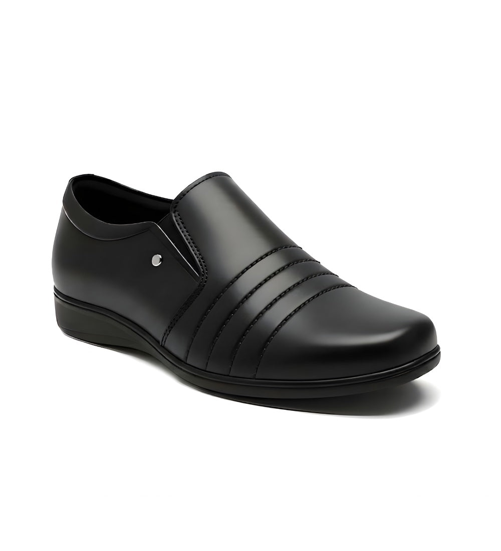 Men's Synthetic Leather Solid Slip - On Formal Shoes - Black