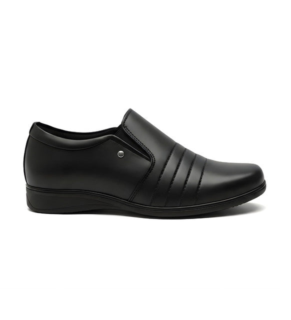 Men's Synthetic Leather Solid Slip - On Formal Shoes - Black