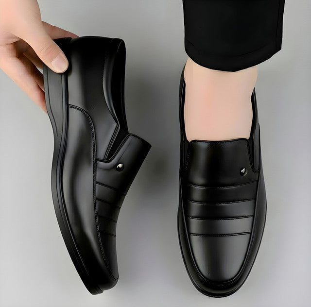 Men's Synthetic Leather Solid Slip - On Formal Shoes - Black