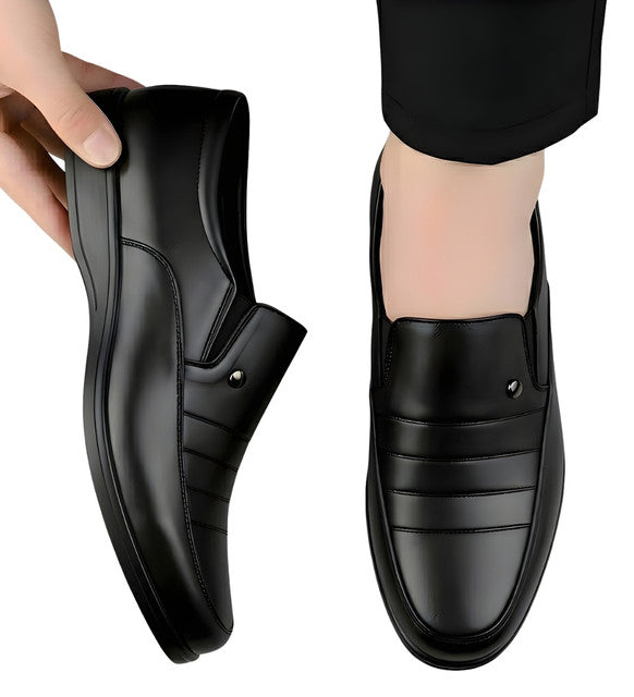 Men's Synthetic Leather Solid Slip-On Formal Shoes (Black) - men's footwear product image 2