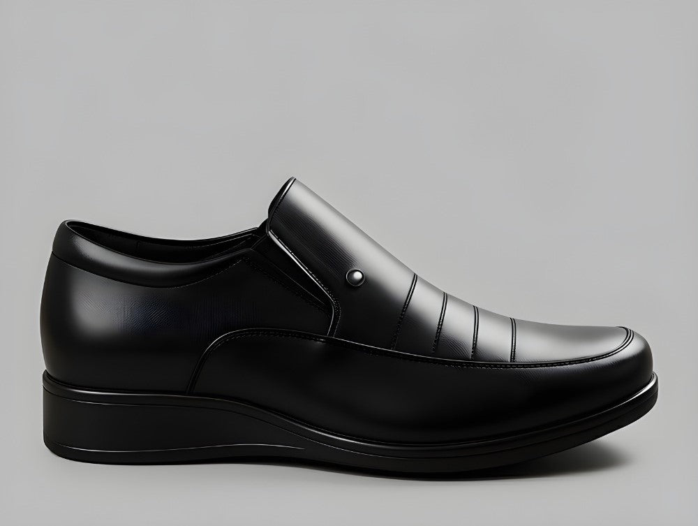 Men's Synthetic Leather Solid Slip - On Formal Shoes - Black