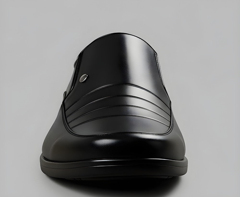 Men's Synthetic Leather Solid Slip-On Formal Shoes (Black) - men's footwear product image 5