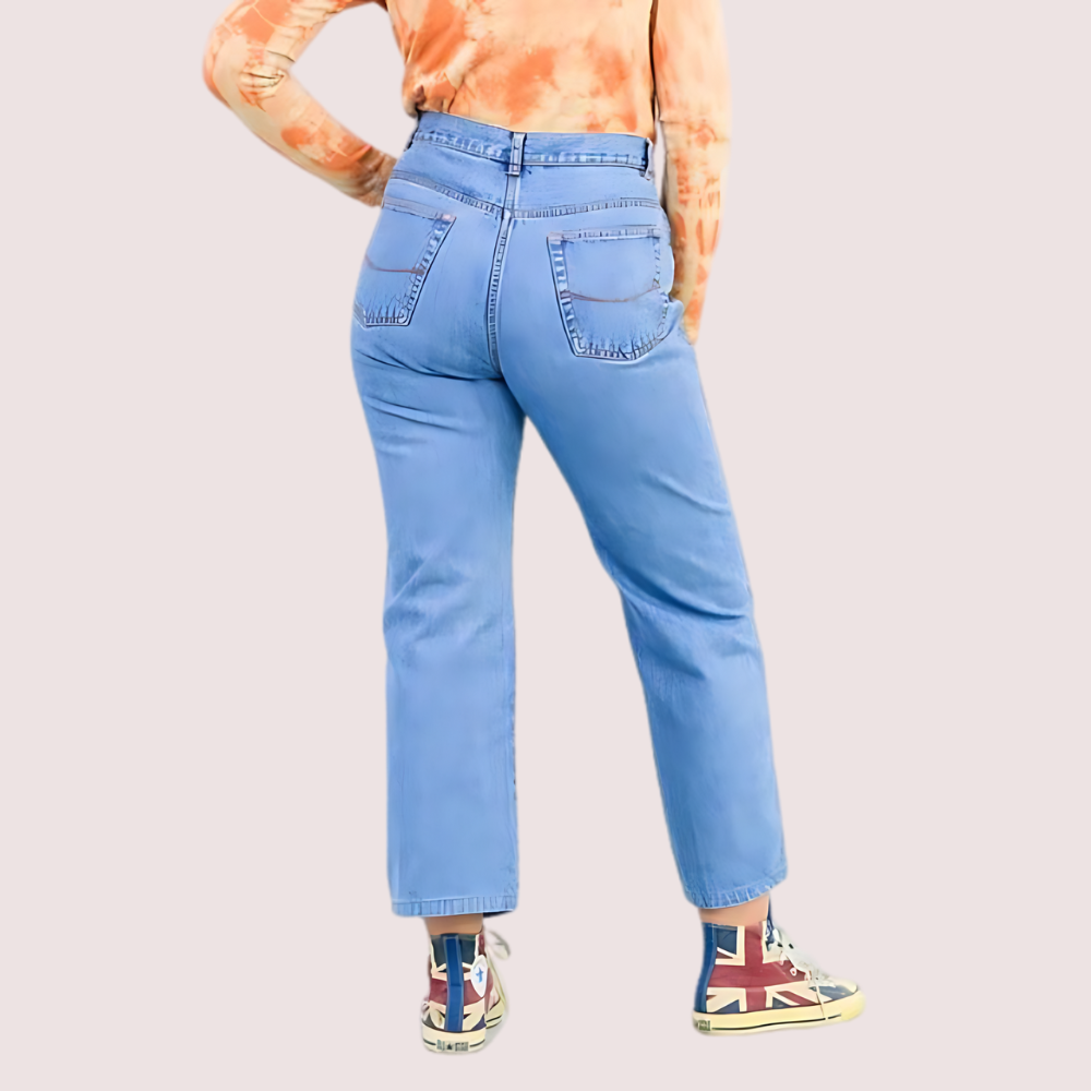 Women's 90s Boyfriend Blue Wide-Leg Jeans - POPNOVA