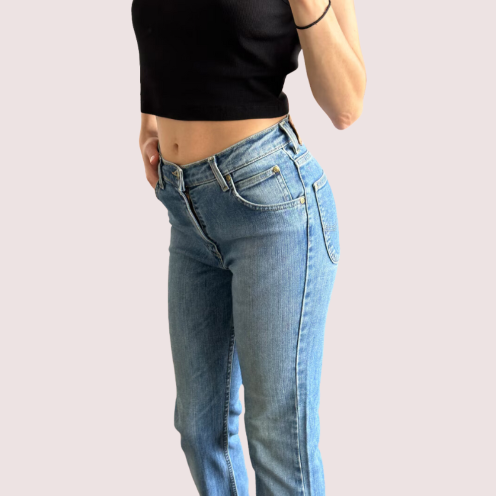 Women's Light Blue High-Waist Denim Jeans - POPNOVA