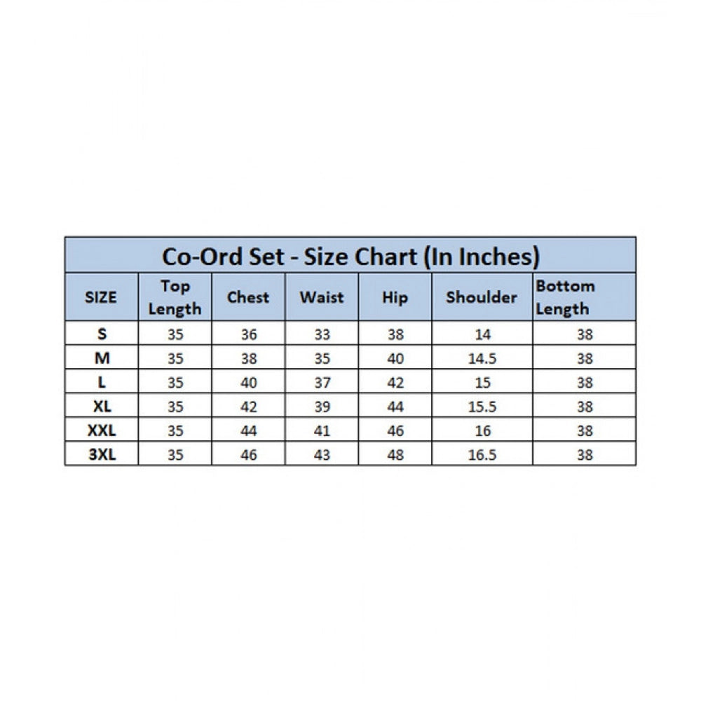 Generic Women's Polyester Printed 3-4th Sleeve Co-Ord Set (Multicolor)