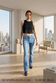 Women's Light Blue High-Waist Denim Jeans - POPNOVA