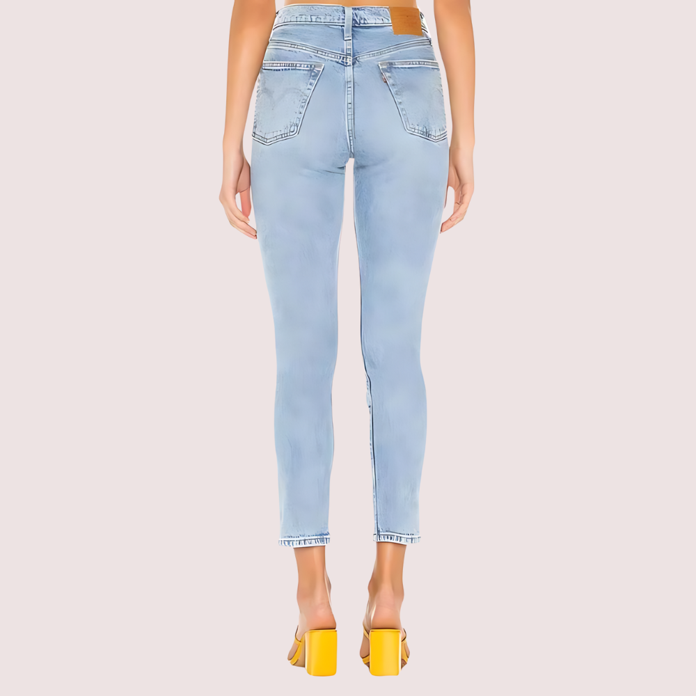 Women's Blue High-Rise Skinny Jeans - POPNOVA
