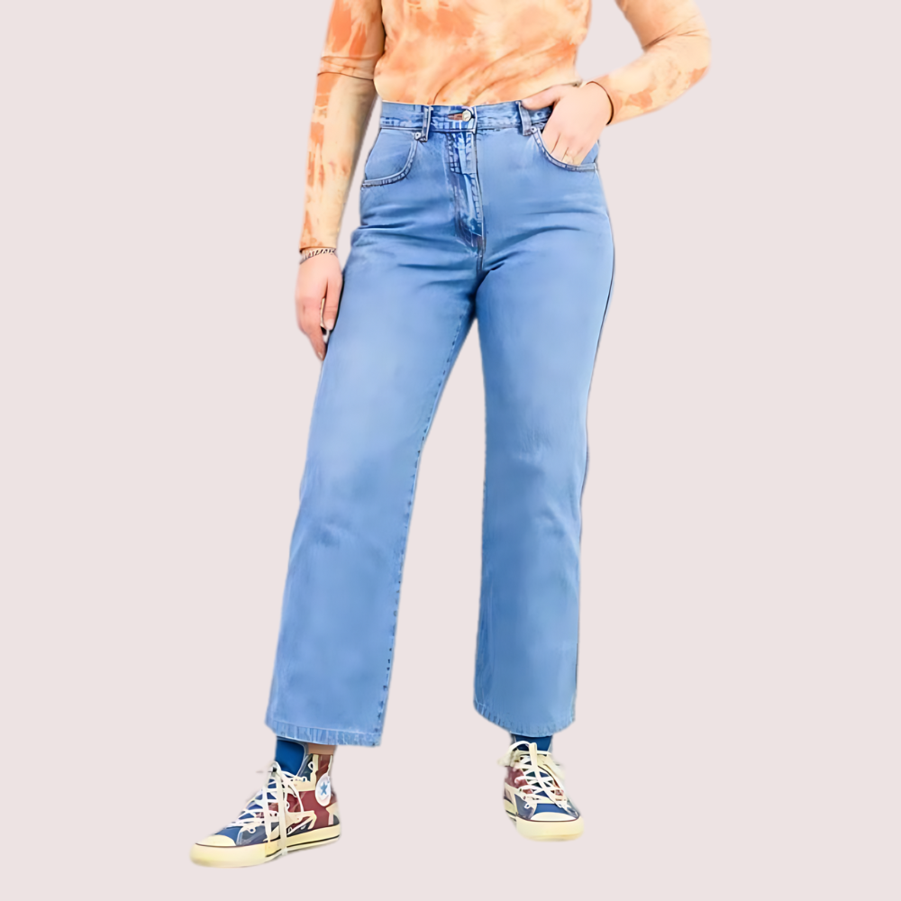 Women's 90s Boyfriend Blue Wide-Leg Jeans - POPNOVA