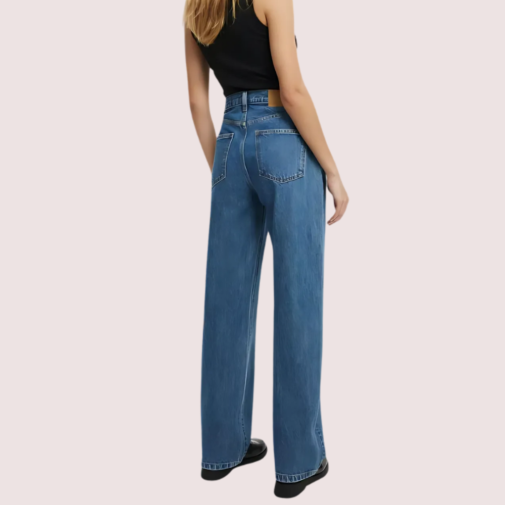 Women's Smokey Blue Loose-Fit Straight Jeans - POPNOVA