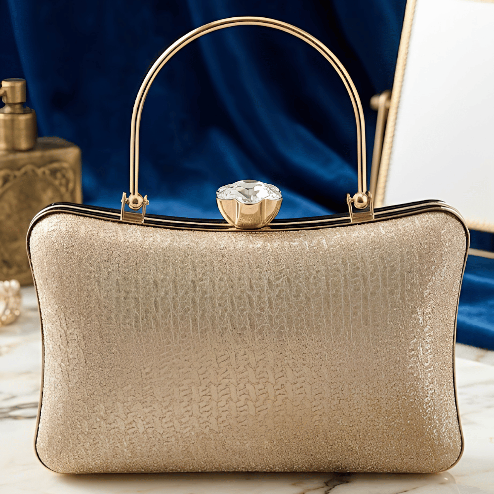 Champagne Glow Luxe Evening Clutch Bag