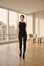 Women's Black High-Waist Skinny Jeans - POPNOVA