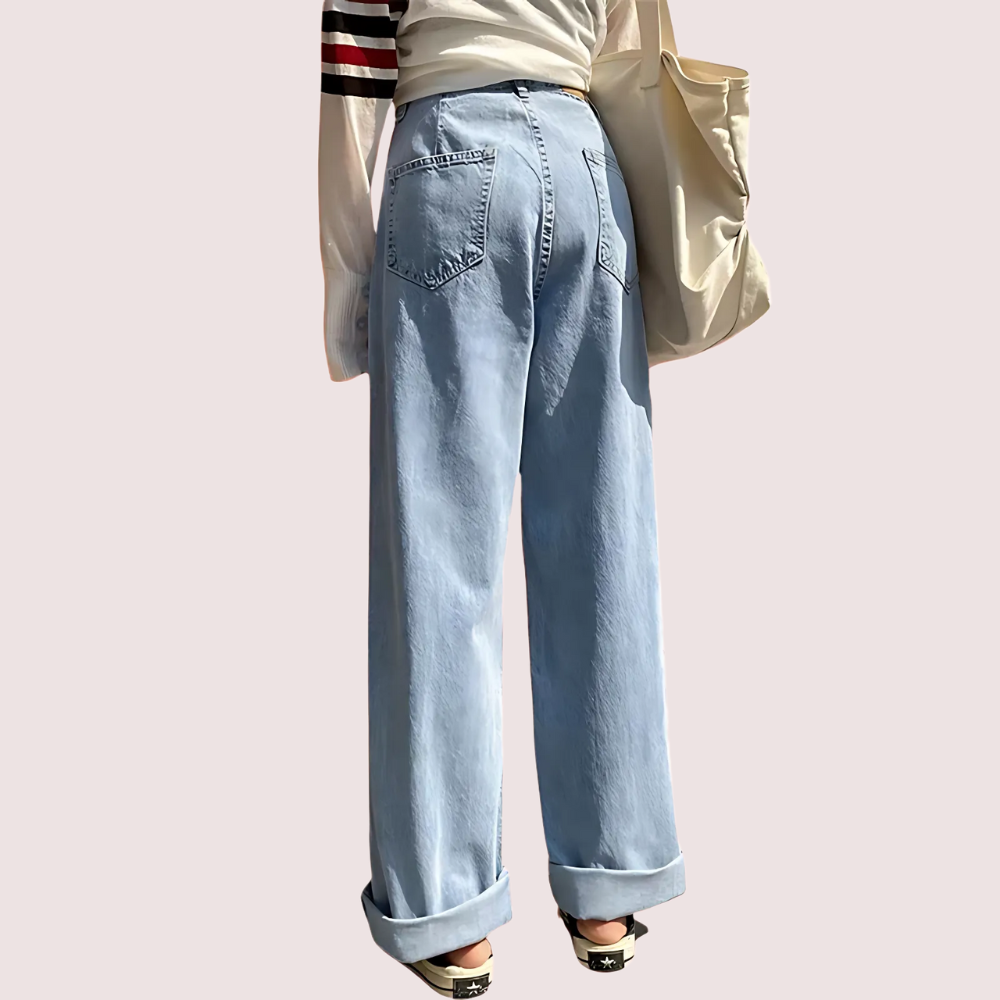 Women's High-Waist Wide-Leg Straight Jeans - POPNOVA