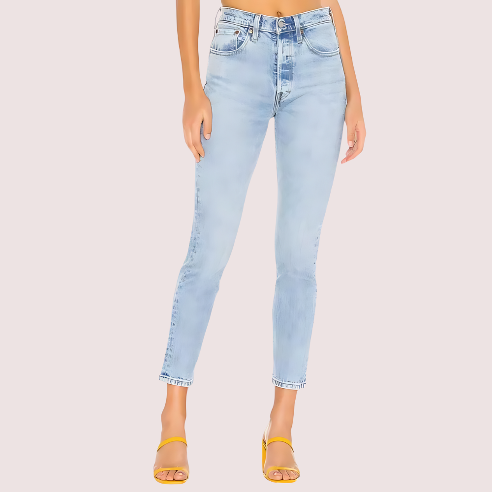 Women's Blue High-Rise Skinny Jeans - POPNOVA