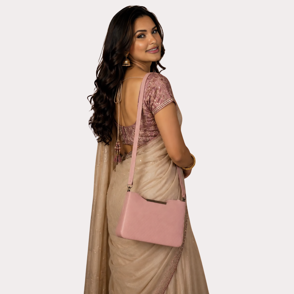 BlushAura Textured Pink Sling Bag for Women