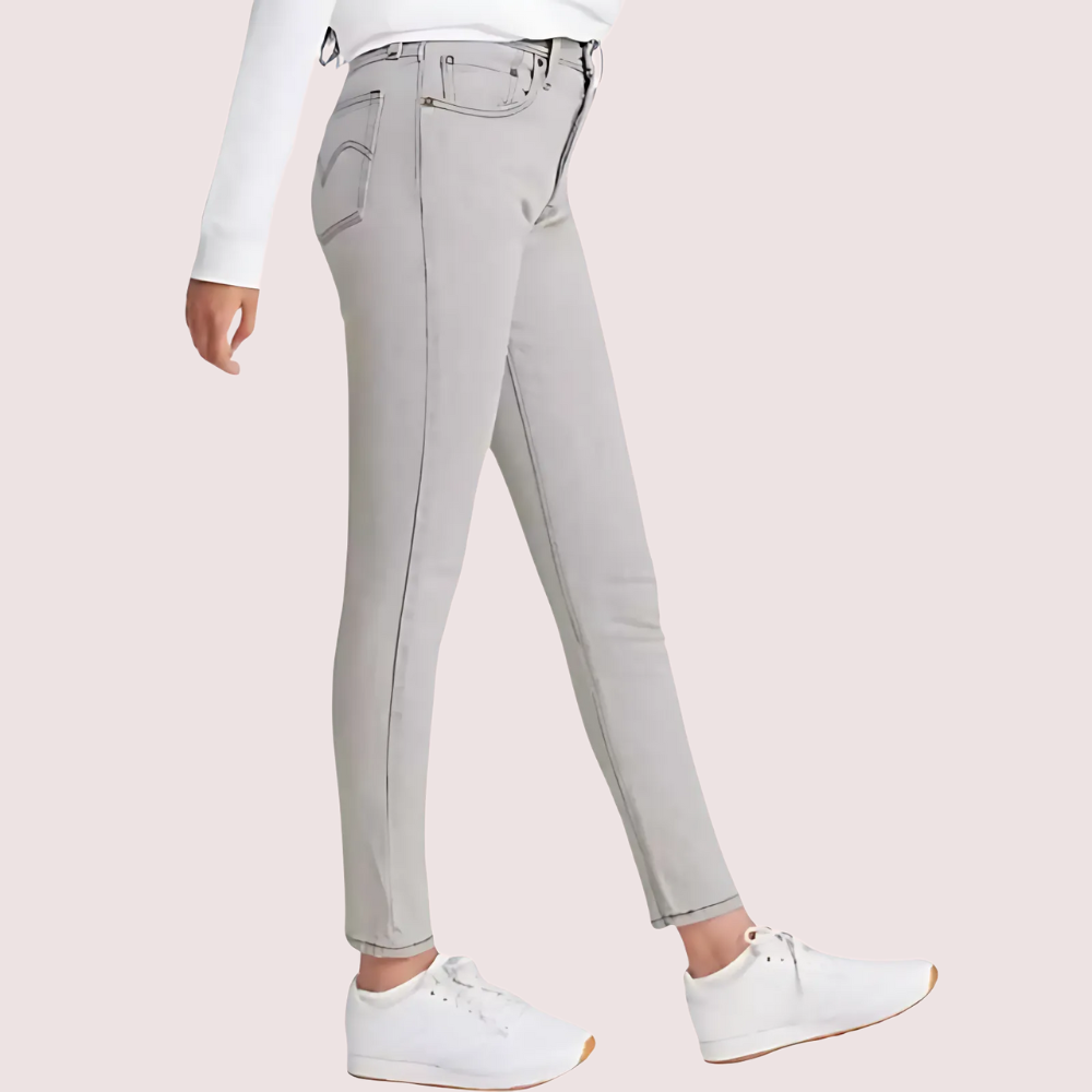 Women's Grey High-Rise Skinny Jeans - POPNOVA
