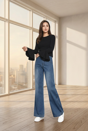 Women's High-Waist Wide-Leg Jeans - POPNOVA