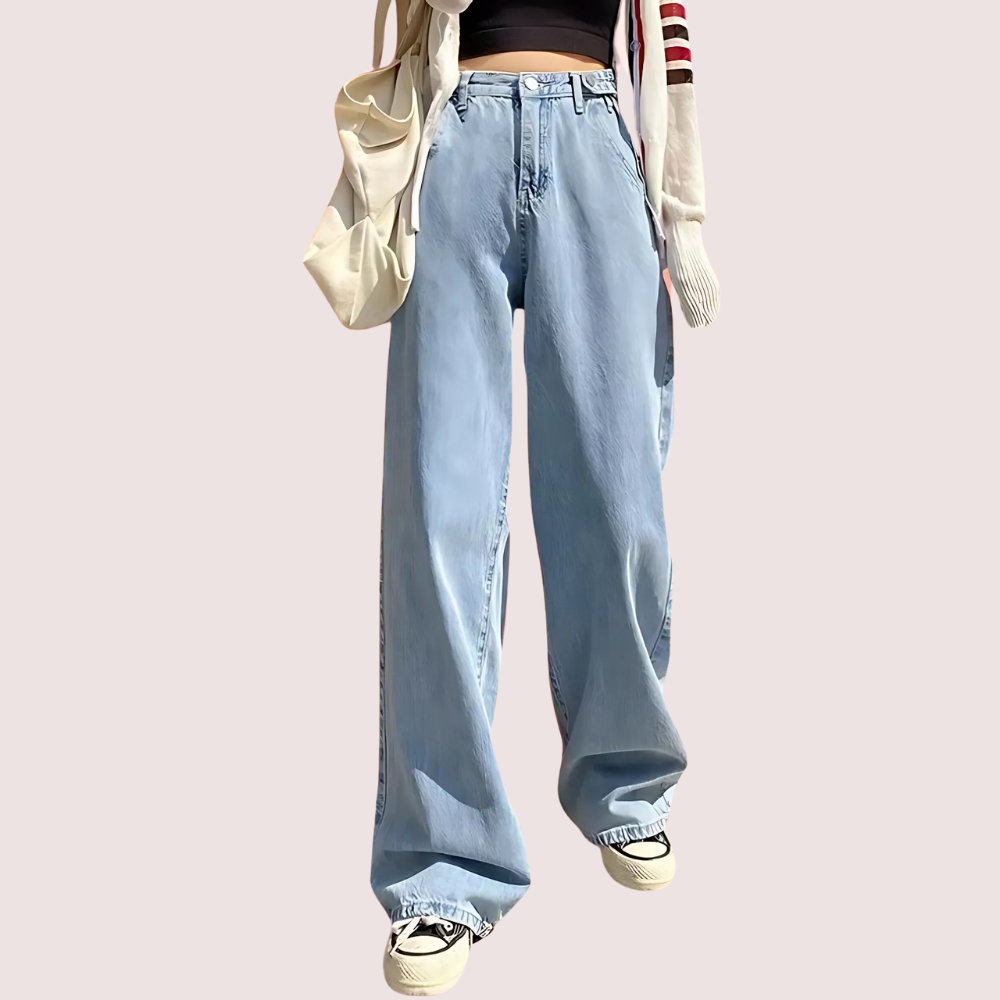 Women's High-Waist Wide-Leg Straight Jeans - POPNOVA