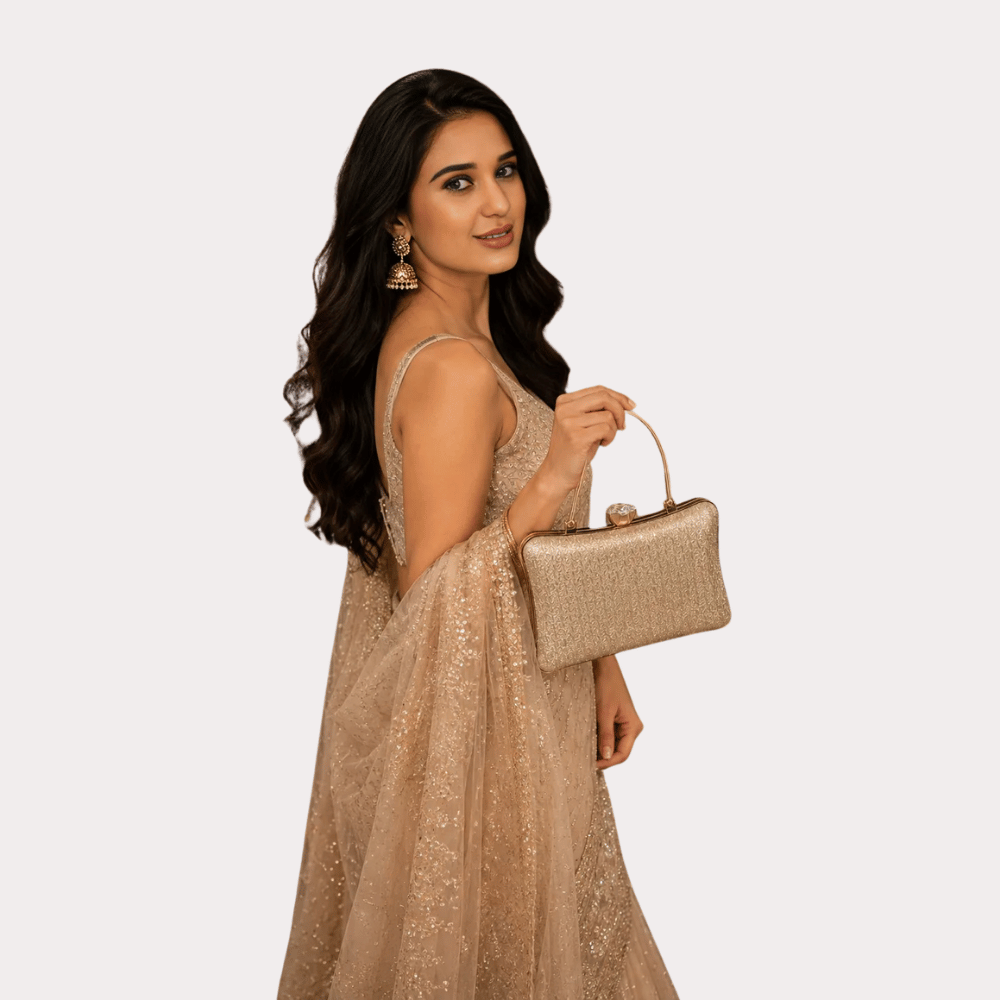Champagne Glow Luxe Evening Clutch Bag